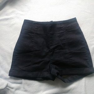 Navy denim highwaisted shorts